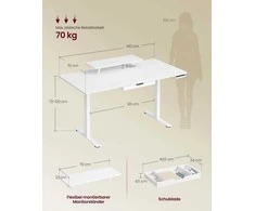 Songmics Reguliuojamo aukščio stalas 140x70x72-120cm