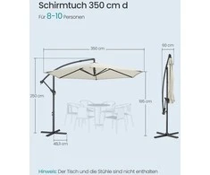 Songmics Saulės skėtis 350 cm