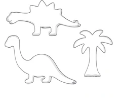 Sausainių formelių rinkinys su dinozaurų ir palmės motyvais, sidabrinis, 3 vnt.