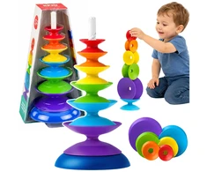 Dėlionė Lean Toys Sensorinis bokštelis spalvotas 7 vnt.