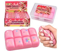 Lean Toys Sensorinis traškus šokolado plytelės dėžutės gniotukas rožinis 8 cm