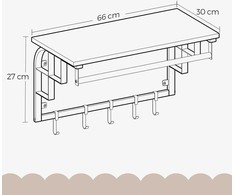 Songmics Sieninė pakaba VASAGLE, 66x27x30 cm, rudos ir juodos spalvos