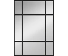 Sieninis veidrodis su metaliniu rėmu ir 9 segmentų tinkleliu, juodas, 50 x 2 x 70 cm