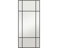 Sieninis veidrodis su metaliniu rėmu, juodas, 50 x 2 x 110 cm