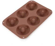 Silikoninė forma 6 spurgoms, ruda, 25,5 × 17,5 × 3,5 cm