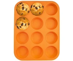 Orion Silikoninė Keksiukų Kepimo Forma Oranžinė 12 Vnt.
