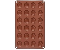 Silikoninė kepimo forma 24 kriauklių formos ertmėms, ruda, 27,5 × 17 × 1 cm