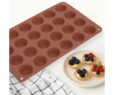Silikoninė kepimo forma 24 mini keksiukams, ruda, 27,5 × 17 × 1,3 cm