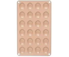Silikoninė kepimo forma su 24 kriauklelių formos ertmėmis, smėlio spalvos, 27,5 × 17 × 1 cm