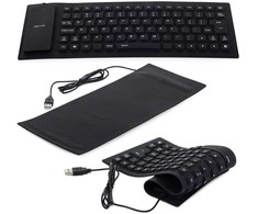 Silikoninė USB klaviatūra, juoda, 35,5x13,5 cm