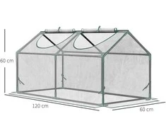 Outsunny plėvelinis šiltnamis su langeliu, PVC šiltnamis, pomidorų šiltnamis, daigynas, 120x60x60 cm, skaidrus
