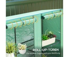 Outsunny šiltnamis su vienšlaičiu stogu, dvigubomis durimis, lentynomis, žiemojantis plėvelinis šiltnamis iš plieno, šiltnamis balkonui, sodui, pomidorų namelis 144 x 48 x 152 cm, šiltnamis pomidorams, daržovėms, žalias