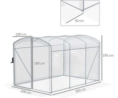 Outsunny plėvelinis šiltnamis, 3 x 2 x 1,95 m tunelinis šiltnamis, vėjui atsparus šiltnamis pomidorams, šiltnamis su 1 durimis, sodui, balkonui, PE, skaidrus