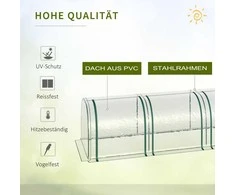 Outsunny plėvelinis šiltnamis su durelėmis, daigykla, augalų namelis, plėvelė, plienas, PVC, skaidrus, 395 x 100 x 80 cm