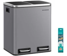 Songmics Šiukšliadėžė 2 x 15 l