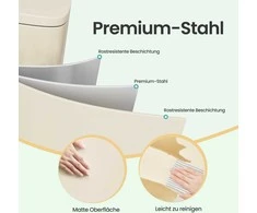 Songmics Šiukšliadėžė 40 l plieno smėlio spalvos