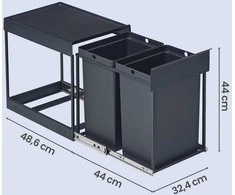 Songmics Šiukšliadėžė 48,6 x 36,2 x 44 cm 2 x 20 l