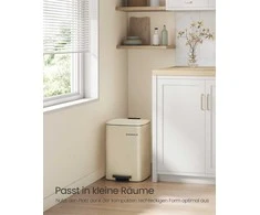 Songmics Šiukšliadėžė iš plieno 20 l smėlio spalvos