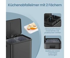 Songmics Šiukšliadėžė juoda 2 x 15 l