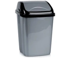 Šiukšlių dėžė plastikinė 16 l pilka su pakeliamu dangčiu