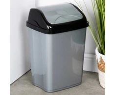 Šiukšlių dėžė plastikinė 16 l pilka su pakeliamu dangčiu