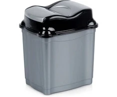 Šiukšlių dėžė 5 l – pilka, plastikinė su pakeliamu dangčiu