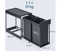 Songmics Šiukšlių dėžė 2 x 15 l