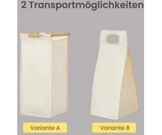 Songmics Skalbinių krepšys su 3 skyriais, bambukas, 150 L