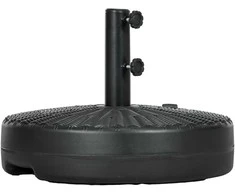 "Outsunny" skėčių stovas 29 kg, skirtas Ø38/48 mm stulpams, rotango išvaizdos, idealiai tinka sodui ir balkonui, HDPE, juodas, Ø51x36cm