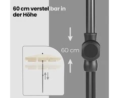SONGMICS skėtis 230 x 150 cm, balkono skėtis UPF 50+, apsauga nuo saulės