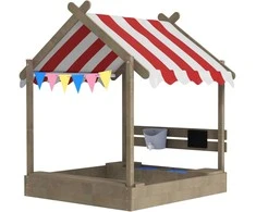 Outsunny smėlio dėžė su stogu, medinė smėlio dėžė su sėdimąja dalimi, žaidimų namelis, 124 x 116 x 146 cm smėlio dėžė su lenta 3-7 metų vaikams, sodui, pilka