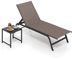 Sodo gultas su ratukais ir šoniniu staliuku, rudas, 190–164 × 69 × 36–101 cm