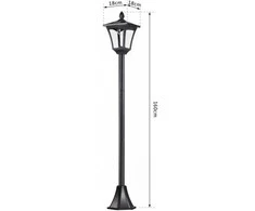 Outsunny saulės sodo žibintas, takelio šviestuvas su LED 40 liumenų, juodas, 18 x 18 x 160 cm