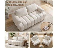 Songmics Sofa be rėmo, modulinė, balta, 176 × 92 × 85 cm