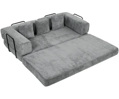 Sofa-lova „5 viename“, berėmė, pilka, 205 x 103 x 75 cm