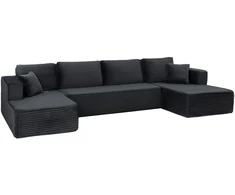 Sofa-lova, modulinė U formos, tamsiai pilka, 369 × 152 × 78 cm