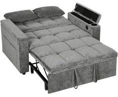 Sofa-lova su 5 padėčių atlošu ir USB jungtimi, pilka, 137 x 91 x 95 cm