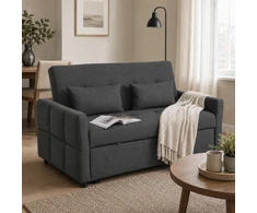 Sofa-lova su ištraukiamu mechanizmu ir reguliuojamu atlošu, tamsiai pilka, 160 x 85 x 85 cm