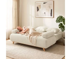 Sofa-lova su patalynės dėže, smėlio spalvos, 188 × 100 × 84 cm
