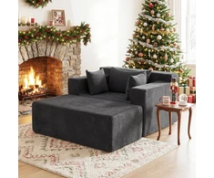 Sofa su pufu ir 3 pagalvėlėmis, pilkai balta, 127 × 91 × 69 cm