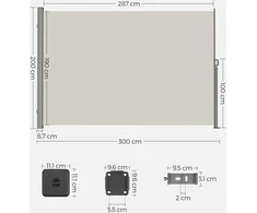 Šoninė markizė 200 × 300 cm