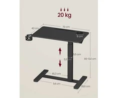 Songmics Šoninis staliukas 70 × 40 × (65–102) cm
