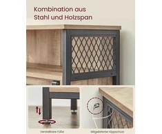 Songmics Vasagle Kaimiško stiliaus ąžuolo rudai juodos spalvos bufetas su stumdomomis durimis