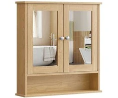 Songmics Spintelė su veidrodžiais 2 durų ir atvira lentyna 13x56,5x58,5 cm