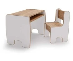 Stalas ir kėdė balta / oak craft auksinis