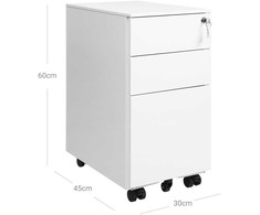 Songmics Mobilus pjedestalas su užraktu baltas 30 x 45 x 60 cm
