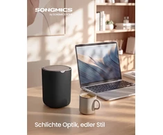 Songmics Stalo šiukšliadėžė su sūpuojamu dangčiu, 1,5 l, juoda, 11,6 × 11,6 × 15,8 cm