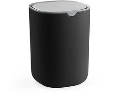 Songmics Stalo šiukšliadėžė su sūpuojamu dangčiu, 1,5 l, juoda, 11,6 × 11,6 × 15,8 cm