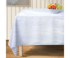 Kalėdinė staltiesė 220x150 cm - Atspari dėmėms - Baltas su sidabru