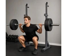 Štangos stovas reguliuojamo aukščio ir pločio, iki 150 kg, juodas, 60–87 × 65 × 121–158 cm